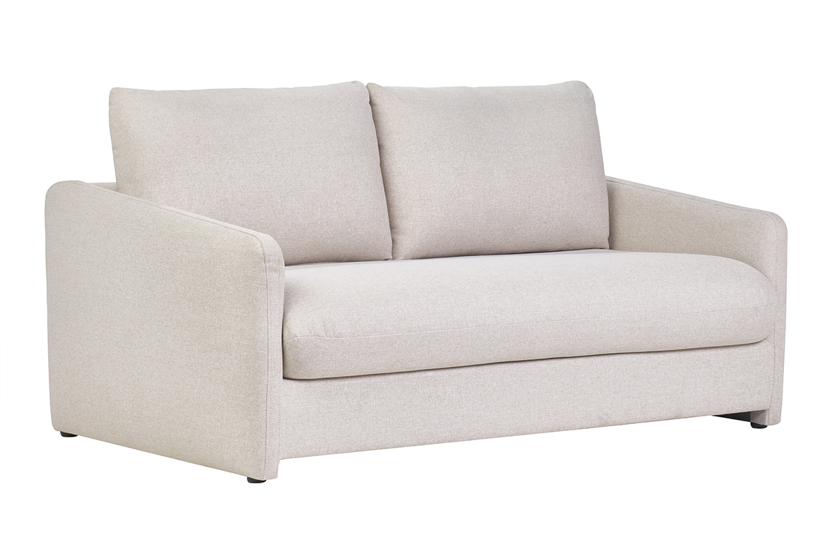 Canap convertible 2 places en tissu beige crme PAULIN