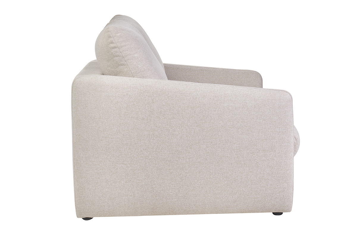Canap convertible 2 places en tissu beige crme PAULIN