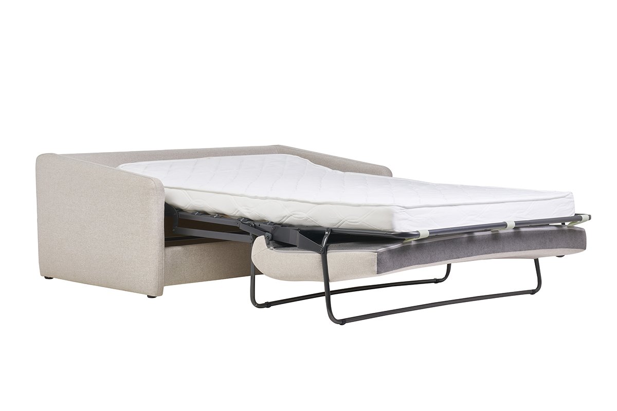 Canap convertible 2 places en tissu beige crme PAULIN