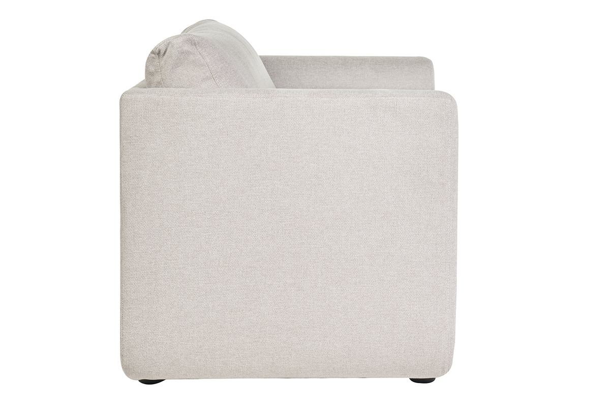 Canap convertible 2 places en tissu effet velours textur beige LEON