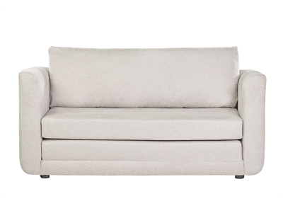 Canapé convertible 2 places en tissu effet velours texturé beige LEON