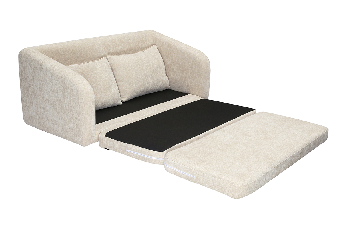 Canap convertible 2 places en tissu effet velours textur beige MAHAUT
