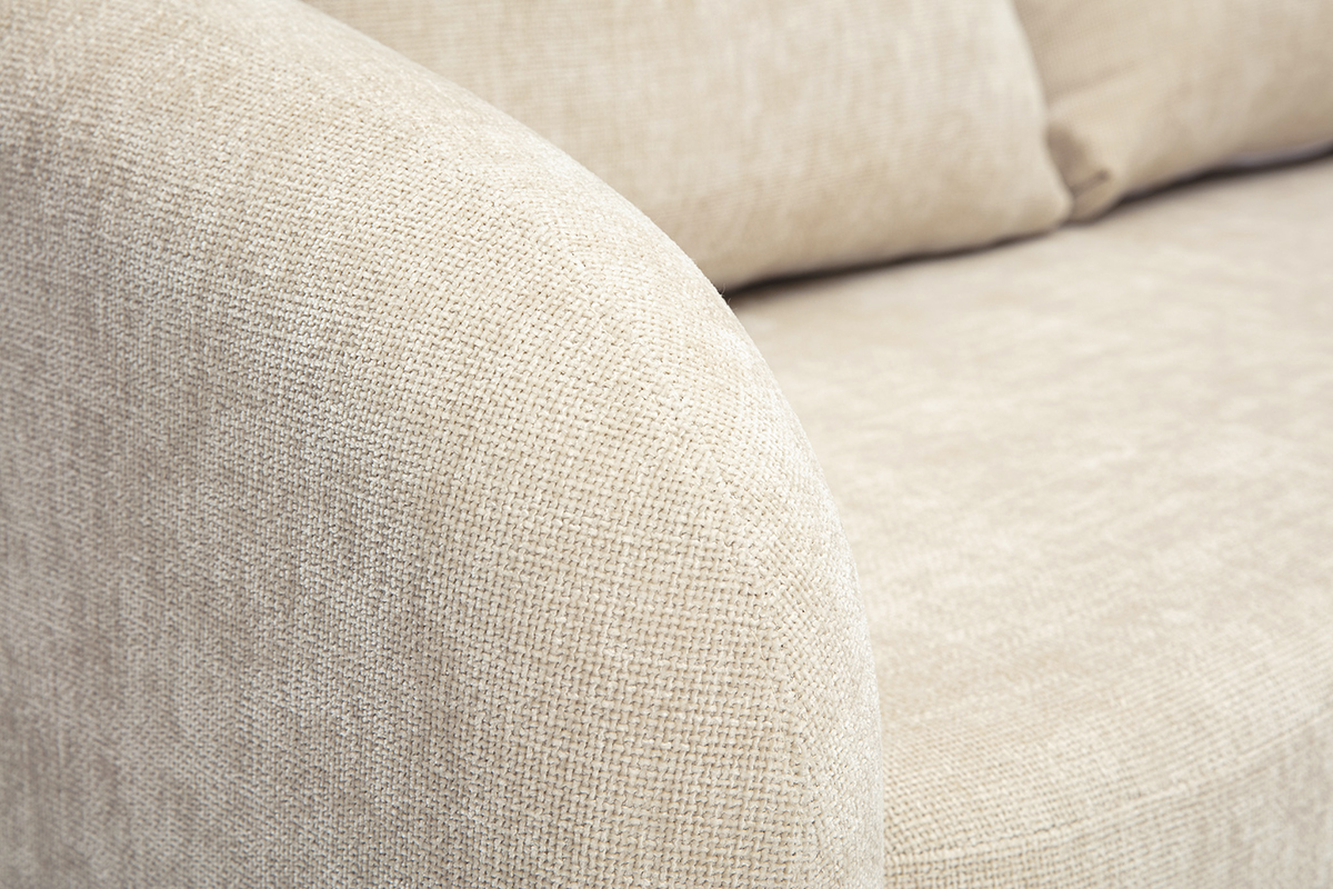 Canap convertible 2 places en tissu effet velours textur beige MAHAUT