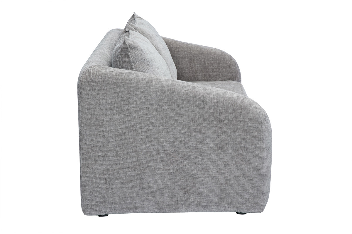 Canap convertible 2 places en tissu effet velours textur gris MAHAUT