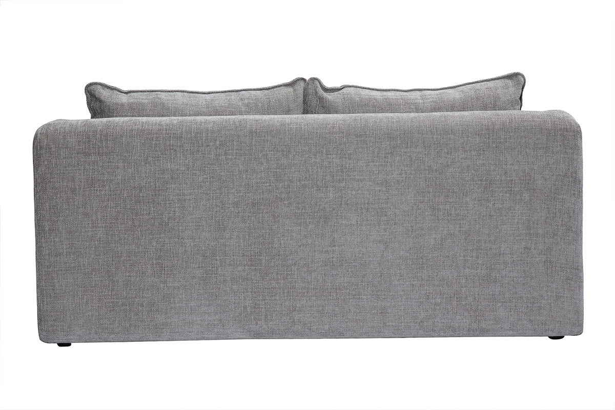 Canap convertible 2 places en tissu effet velours textur gris MAHAUT
