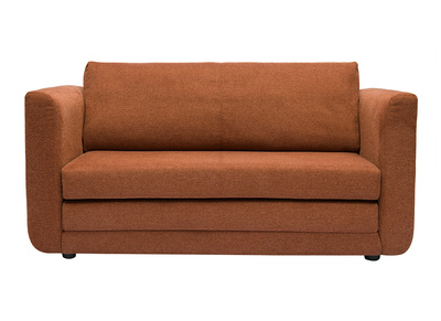 Canapé convertible 2 places en tissu effet velours texturé terre brûlée LEON