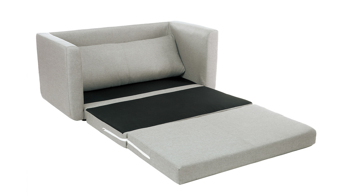 Canap convertible 2 places en tissu gris clair LEON