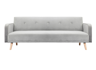 Canap&eacute; convertible 3 places design scandinave gris velours ULLA