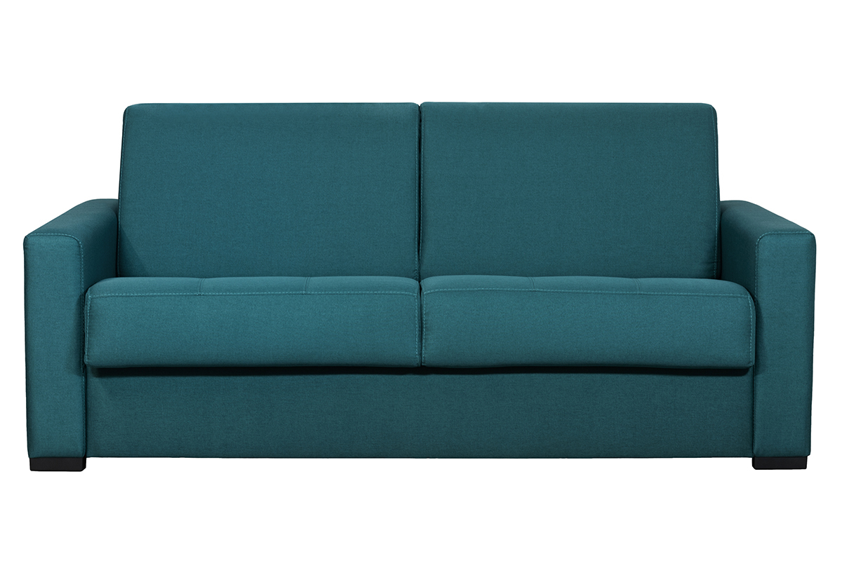 Canap convertible 3 places en tissu bleu canard avec matelas 12 cm DOME