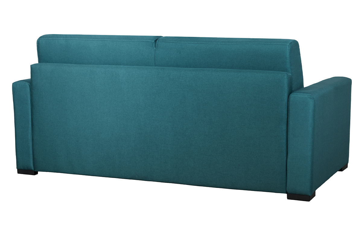 Canap convertible 3 places en tissu bleu canard avec matelas 12 cm DOME