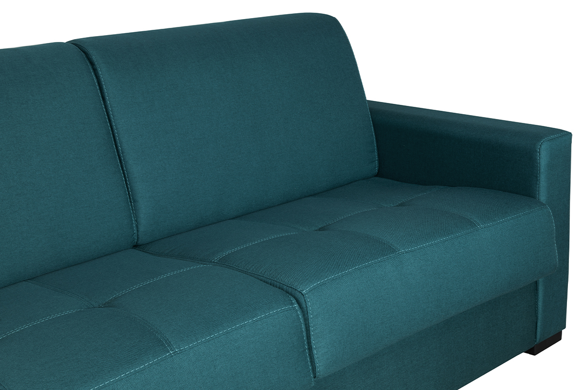Canap convertible 3 places en tissu bleu canard avec matelas 12 cm DOME