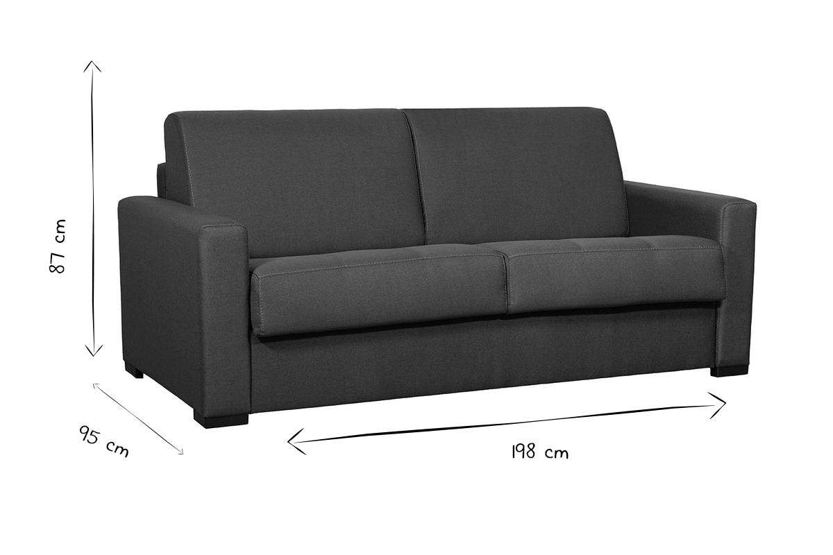 Canap convertible 3 places en tissu bleu canard avec matelas 12 cm DOME