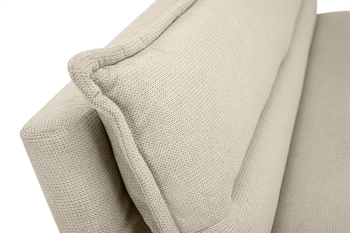 Canap convertible 3 places en tissu chenille beige et bois clair BINGO