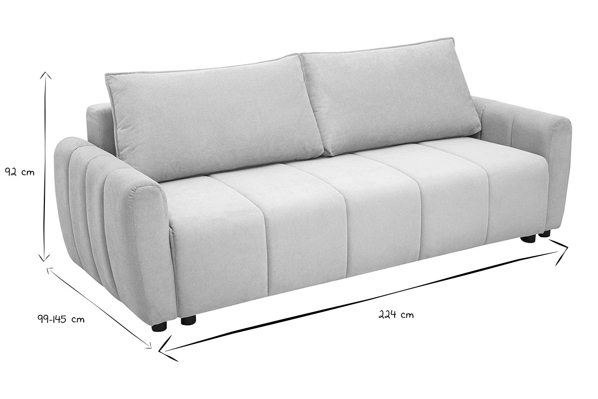 Canap� convertible 3 places en tissu chenille beige FOLDY