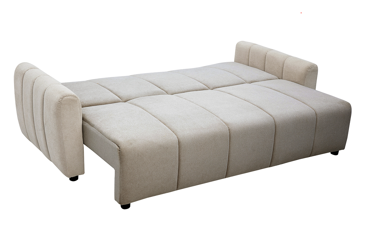 Canap� convertible 3 places en tissu chenille beige FOLDY