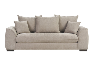 Canapé convertible 3 places en tissu effet velours taupe avec matelas 12 cm ARMAND
