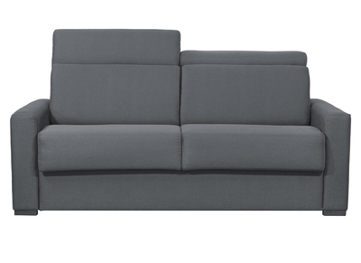 Canapé convertible 3 places gris anthracite avec matelas 18 cm et têtières ajustables NORO