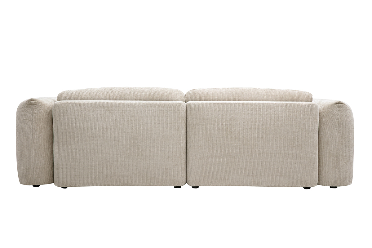 Canap� convertible 4 places avec coffre en tissu velours chenille beige SWELL