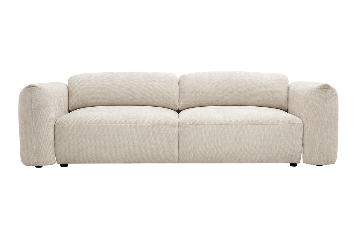 Canap� convertible 4 places avec coffre en tissu velours chenille beige SWELL