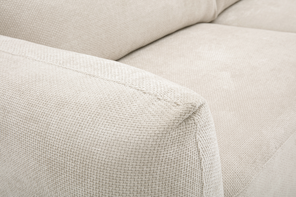 Canap� convertible 4 places avec coffre en tissu velours chenille beige SWELL