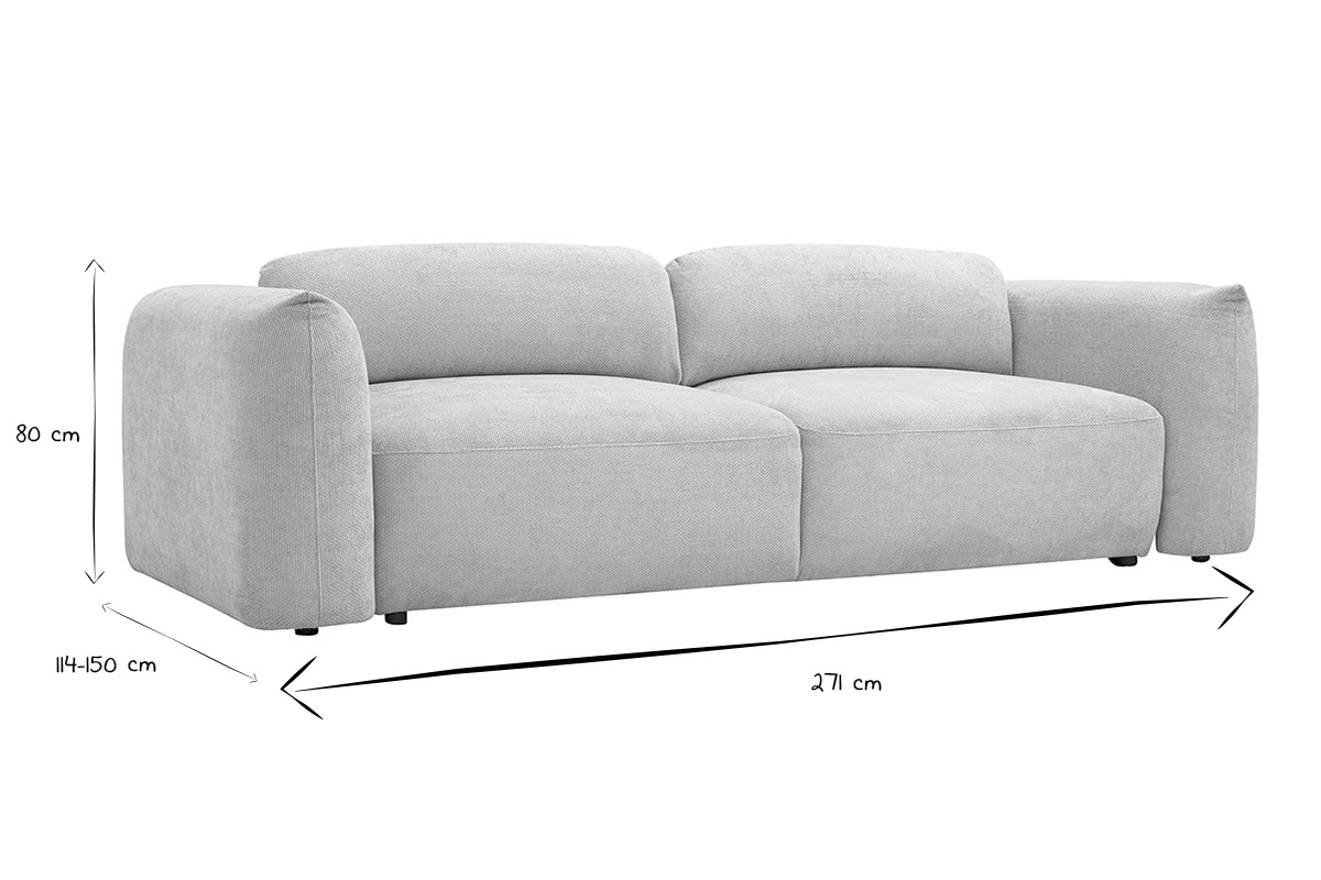 Canap� convertible 4 places avec coffre en tissu velours chenille beige SWELL