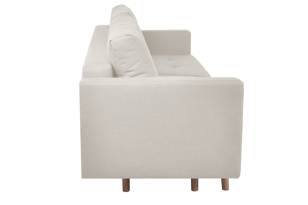 Canap convertible avec coffre 3 places en tissu beige et bois clair MIRA