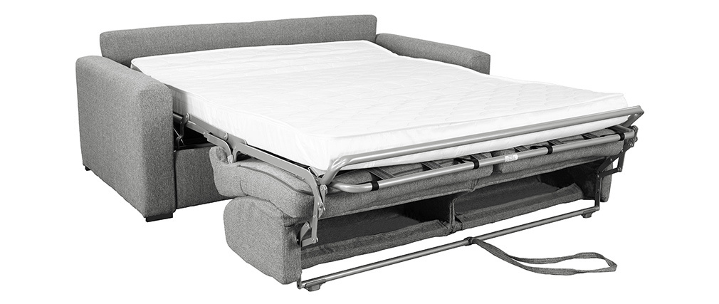 Canapé convertible avec matelas 12 cm tissu gris DOME