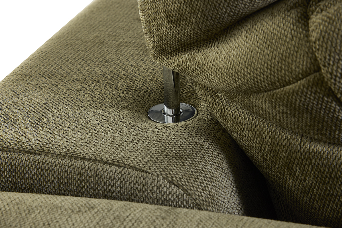 Canap� convertible avec t�ti�res ajustables 3 places en tissu effet velours textur� vert kaki NOAM