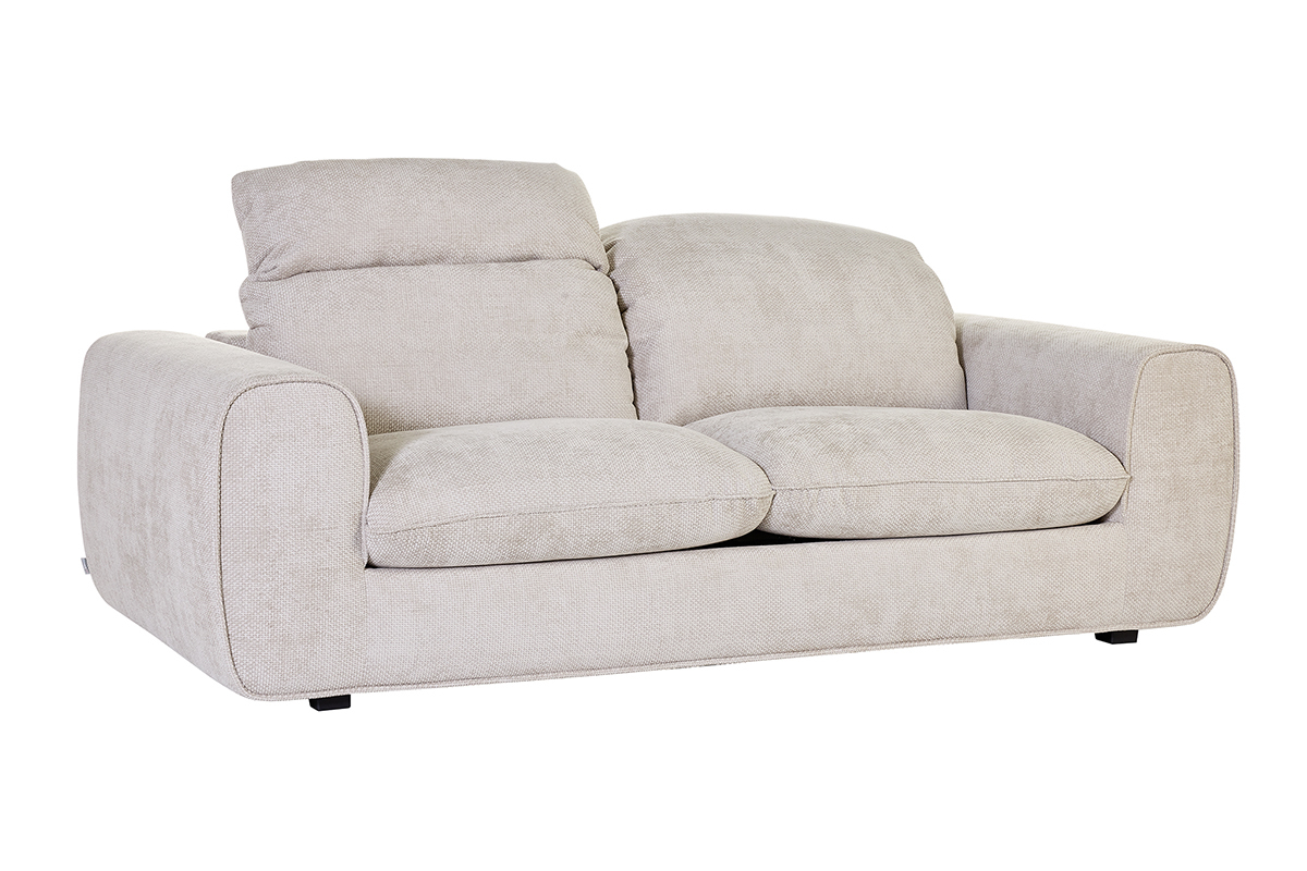 Canap� convertible avec t�ti�res ajustables 3 places en tissu velours chenille beige NOAM