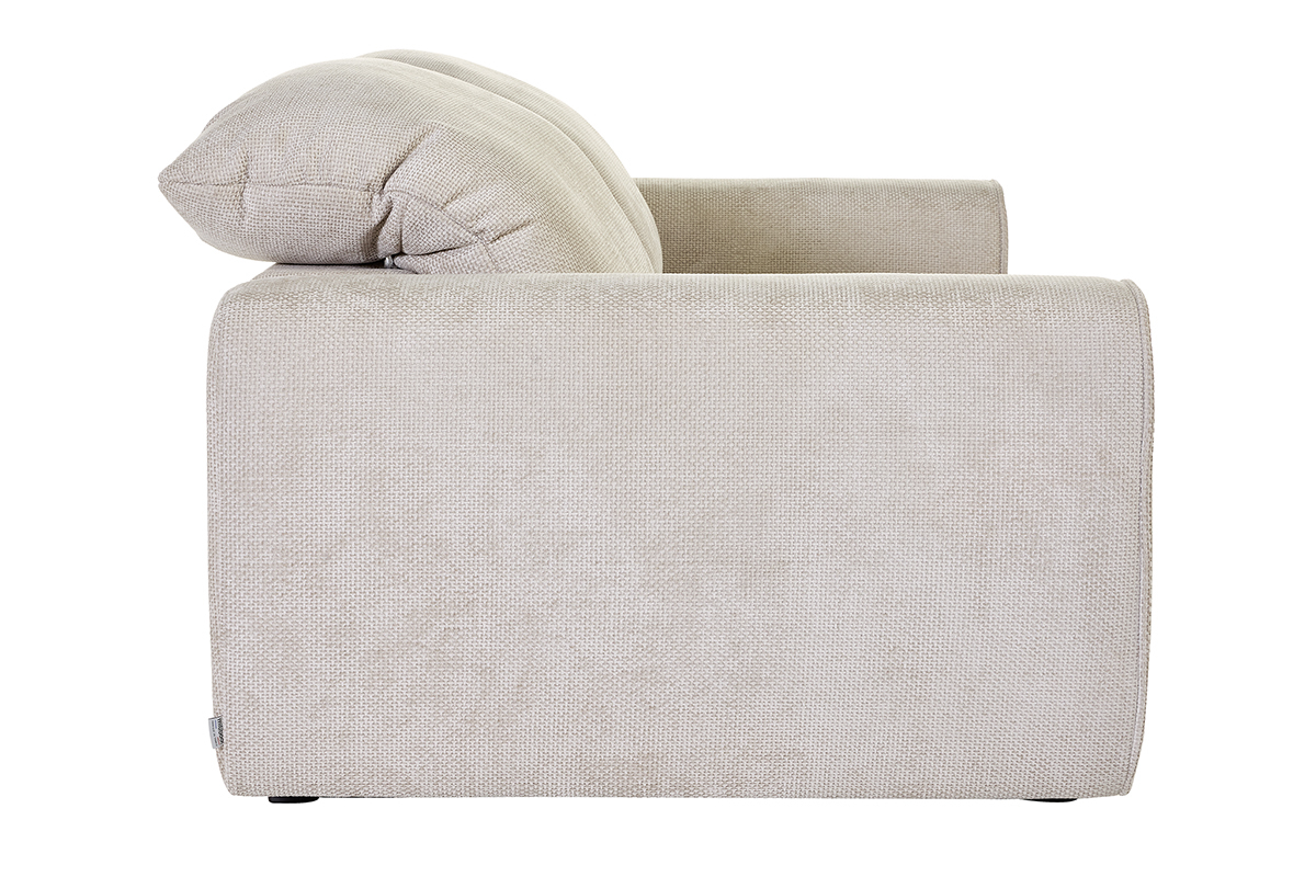 Canap� convertible avec t�ti�res ajustables 3 places en tissu velours chenille beige NOAM