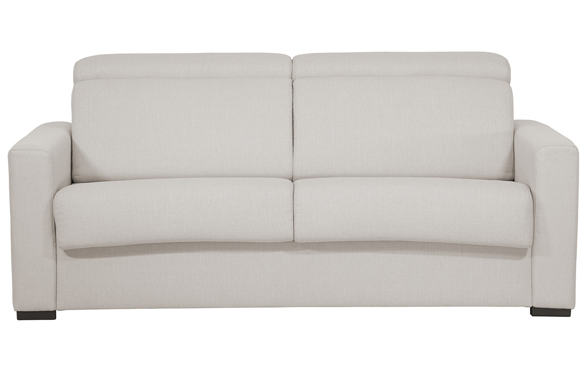 Canap convertible contemporain avec ttires ajustables beige avec matelas 12 cm NORO