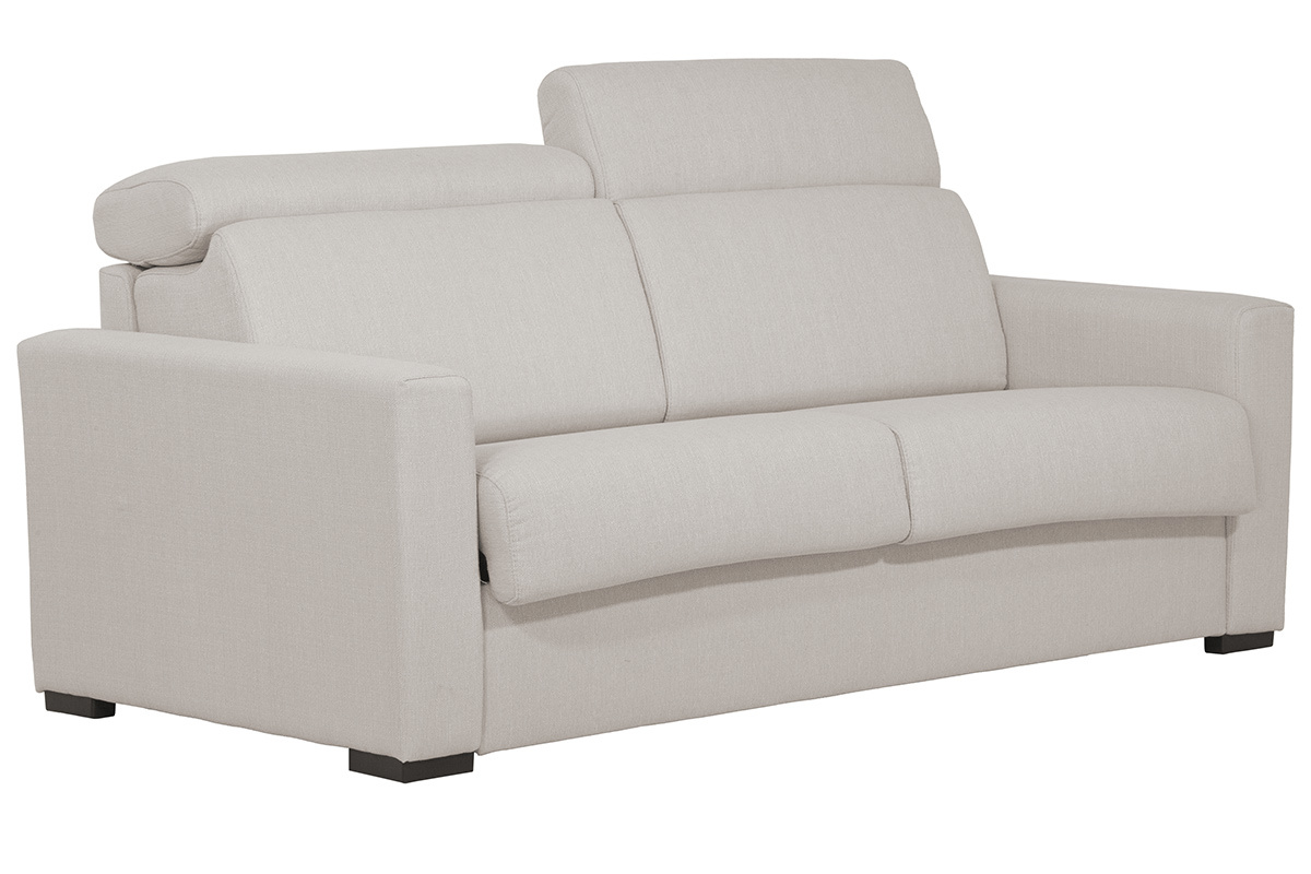 Canap convertible contemporain avec ttires ajustables beige avec matelas 12 cm NORO