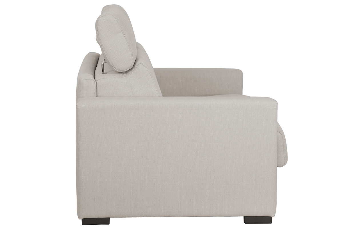 Canap convertible contemporain avec ttires ajustables beige avec matelas 12 cm NORO