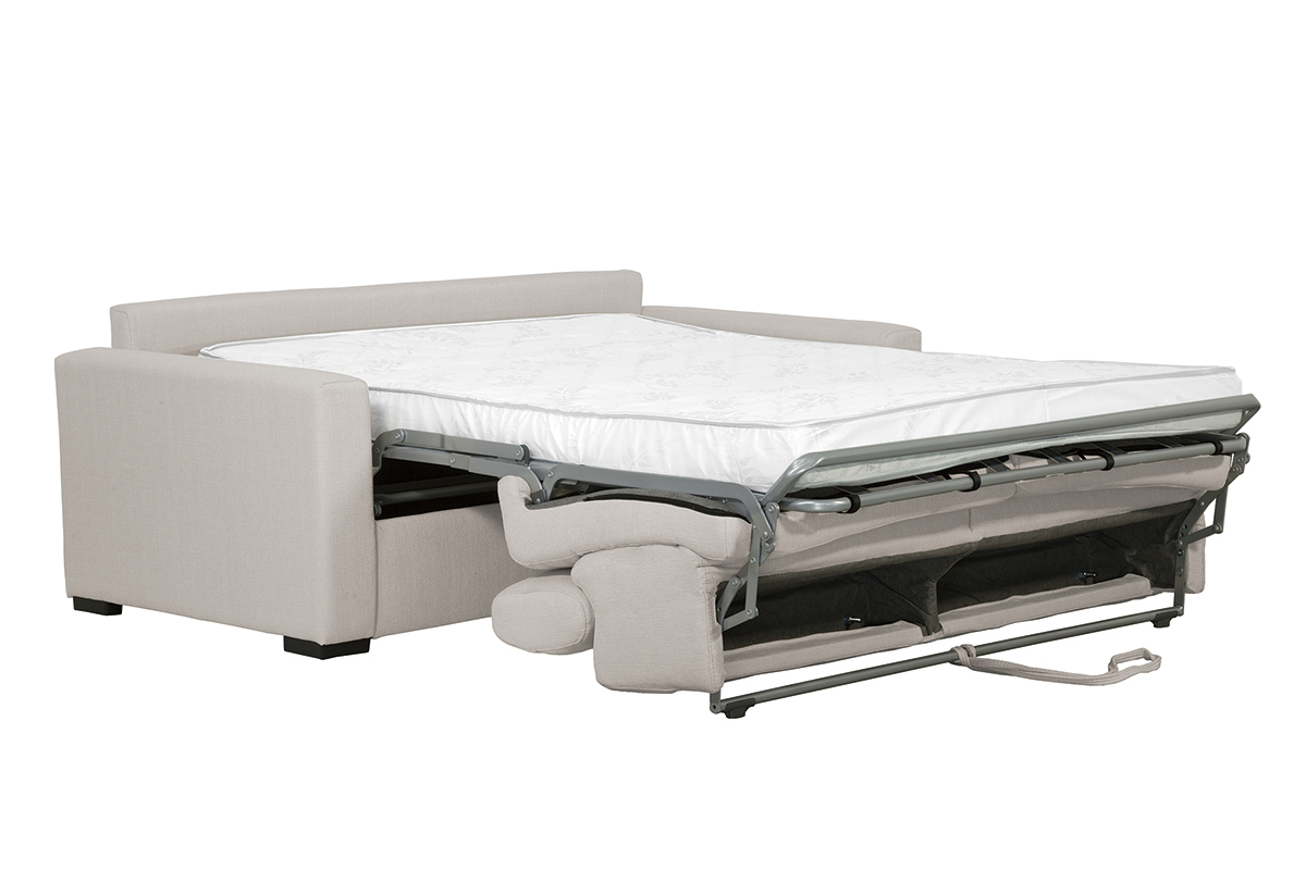 Canap convertible contemporain avec ttires ajustables beige avec matelas 12 cm NORO