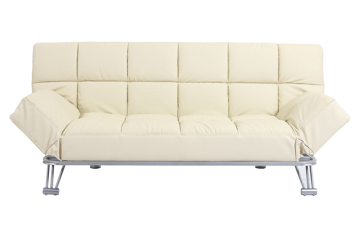 Canap� convertible cuir 3 places beige MANHATTAN - cuir de vache
