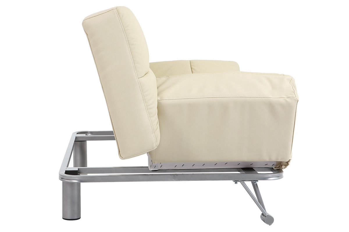 Canap� convertible cuir 3 places beige MANHATTAN - cuir de vache