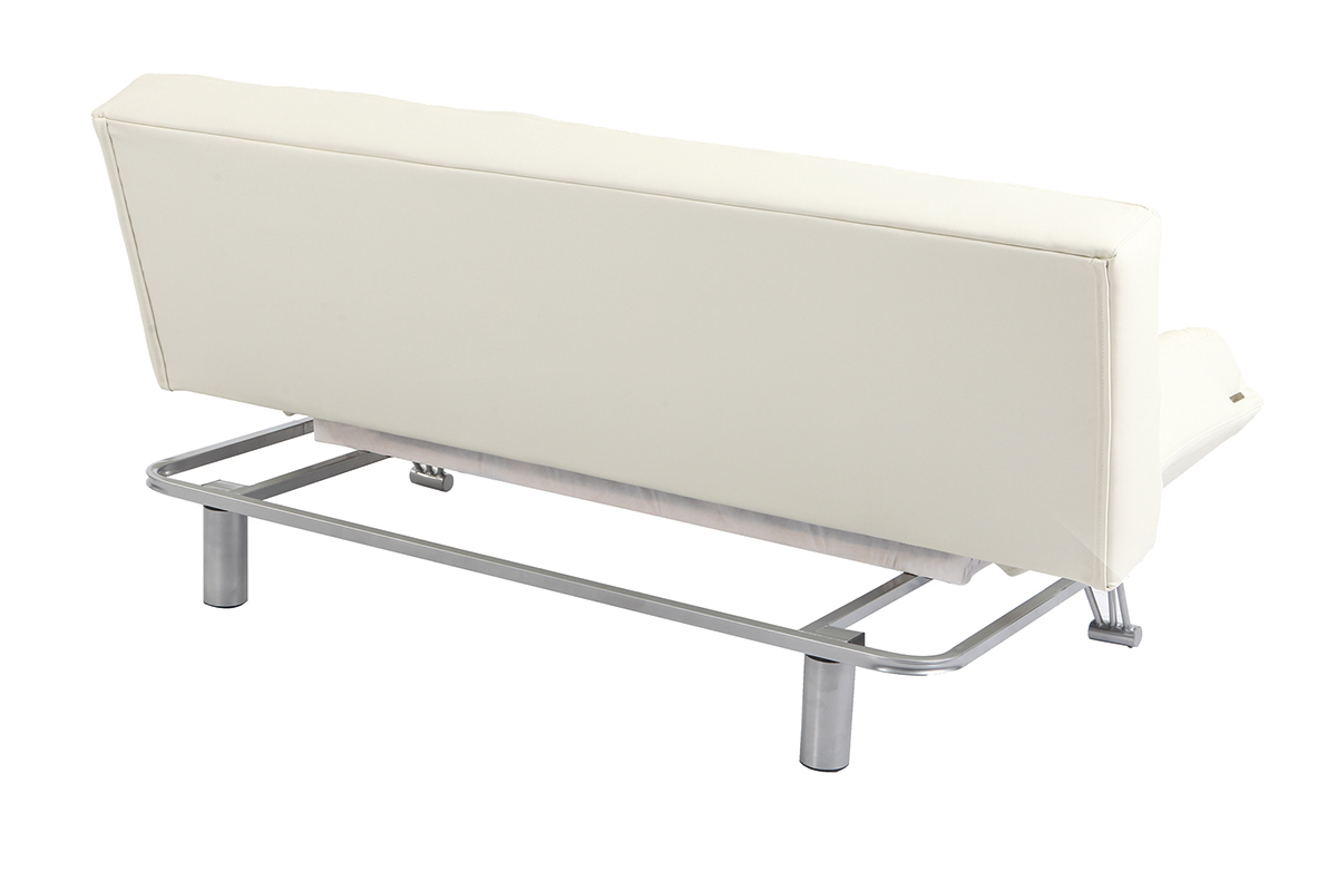 Canap� convertible cuir 3 places blanc cass� MANHATTAN - cuir de vache