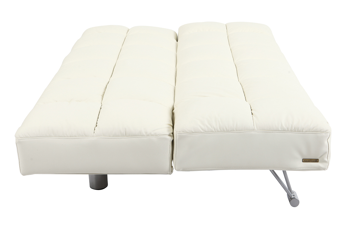 Canap� convertible cuir 3 places blanc cass� MANHATTAN - cuir de vache
