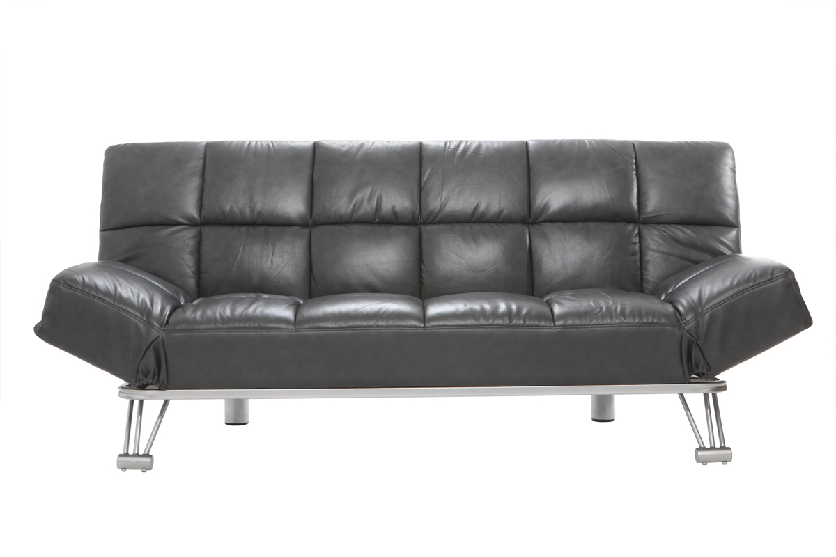 Canap� convertible cuir 3 places gris MANHATTAN - cuir de vache