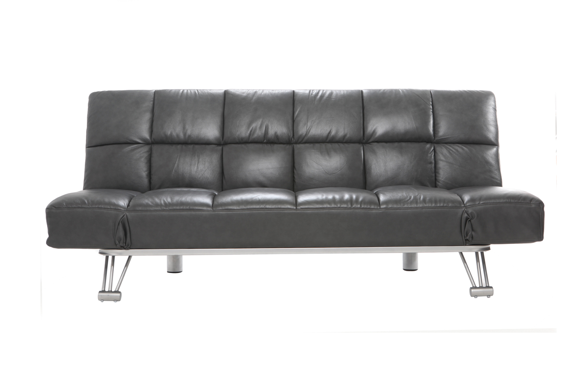 Canap� convertible cuir 3 places gris MANHATTAN - cuir de vache
