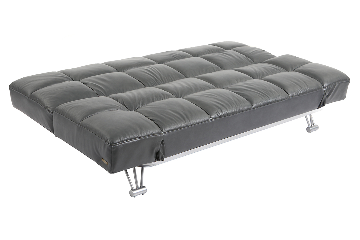 Canap� convertible cuir 3 places gris MANHATTAN - cuir de vache