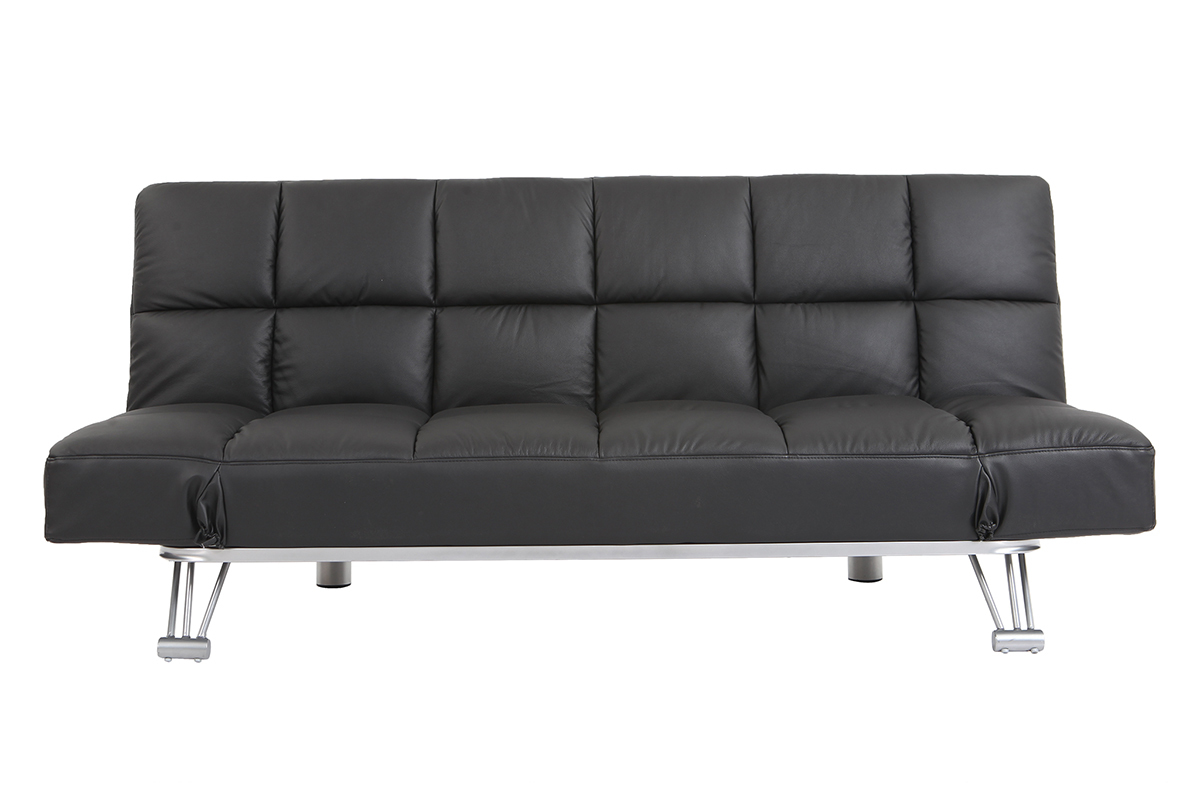Canap convertible cuir 3 places noir MANHATTAN - cuir de vache