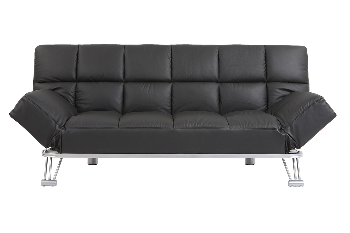 Canap convertible cuir 3 places noir MANHATTAN - cuir de vache
