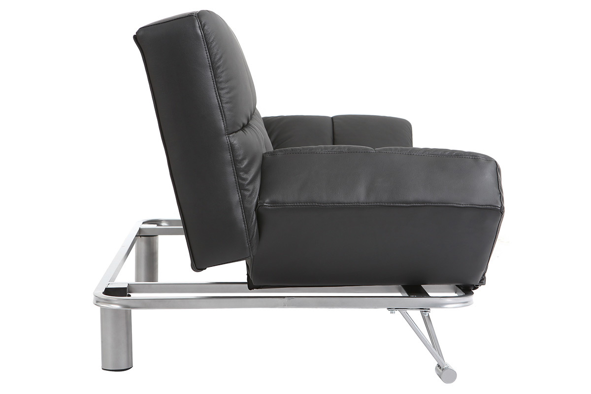 Canap convertible cuir 3 places noir MANHATTAN - cuir de vache