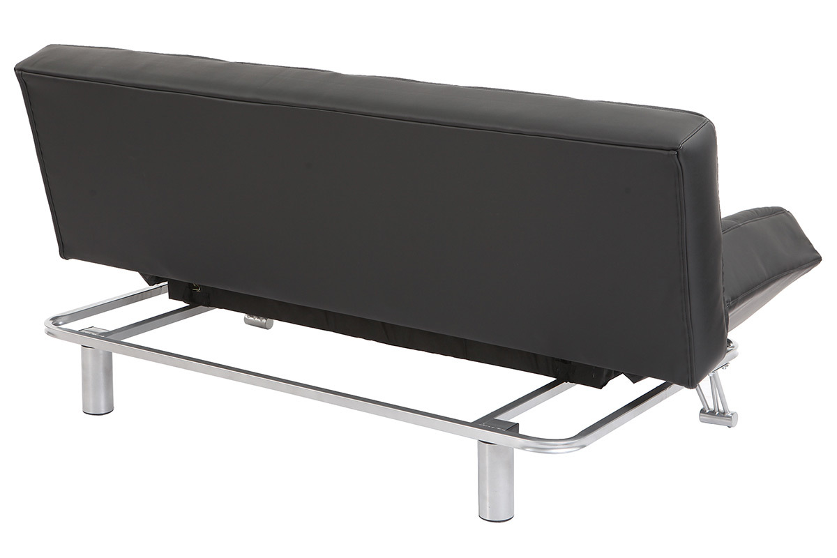 Canap convertible cuir 3 places noir MANHATTAN - cuir de vache