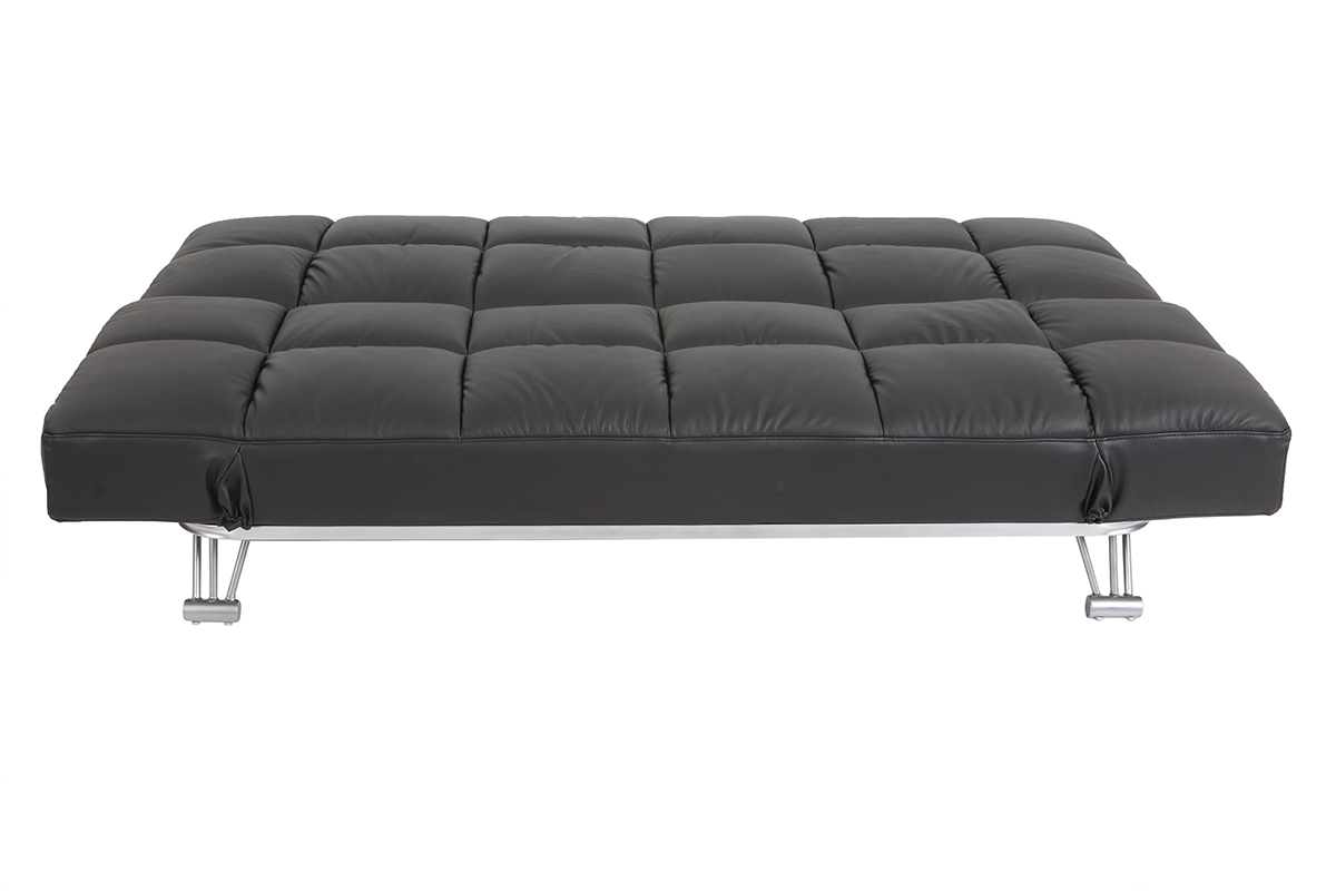 Canap convertible cuir 3 places noir MANHATTAN - cuir de vache
