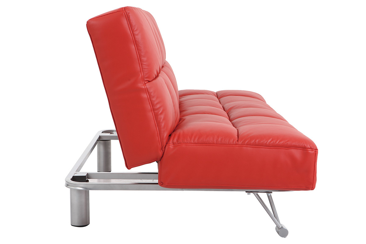 Canap� convertible cuir 3 places rouge MANHATTAN - cuir de vache