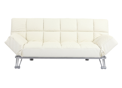 Canap&eacute; convertible cuir blanc cass&eacute; 3 places Manhattan -cuir de vache