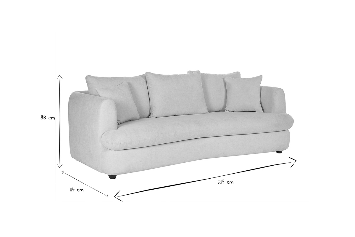 Canap convertible dhoussable 3-4 places design haricot en tissu effet velours terre brle SACHA