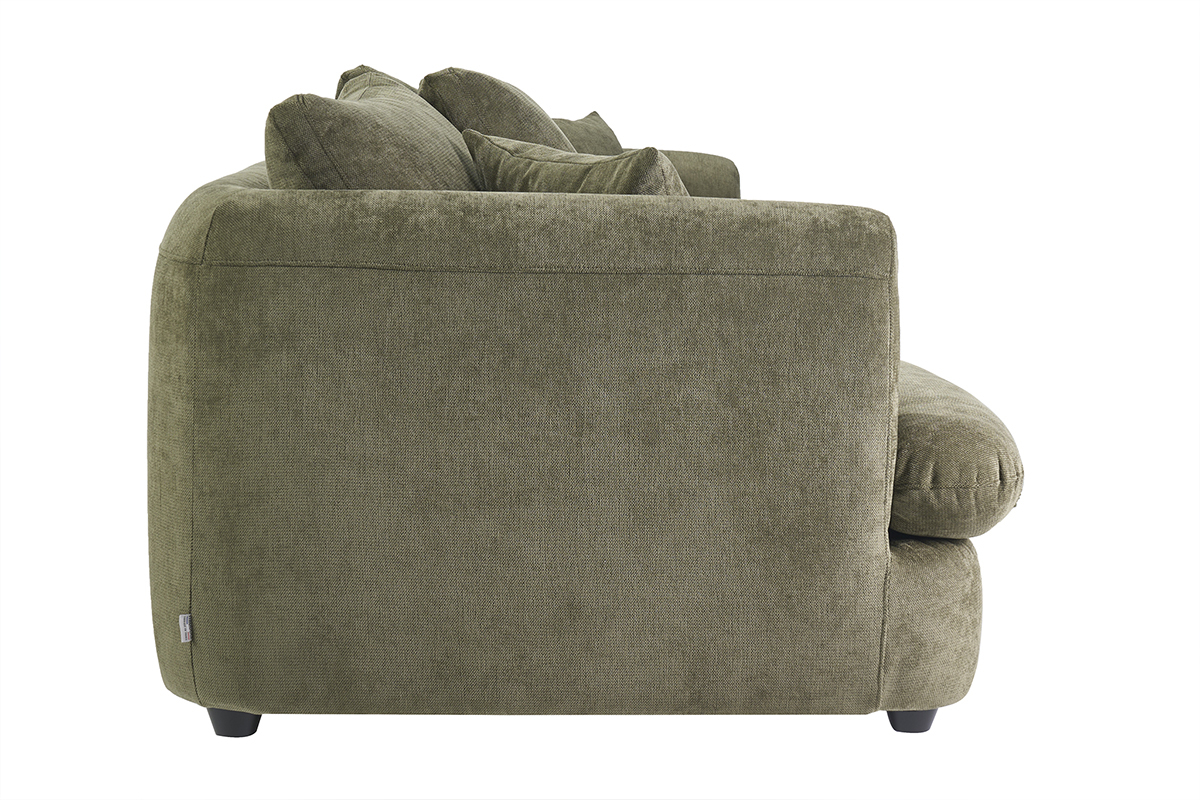 Canap� convertible d�houssable 3-4 places design haricot en tissu effet velours textur� vert kaki SACHA